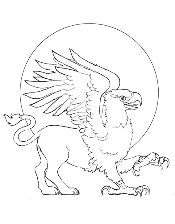 coloriage griffon derriere la lune